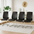 thumbnail image 1 of JUFU Modern Black Dining Chairs Set of 4, Faux Leather High Back with Chrome Legs, 1 of 8
