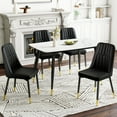 thumbnail image 1 of JUFU Modern Dining Chairs Set of 4, Black Faux Leather Upholstered with Gold Metal Legs for Kitchen/Dining Room, 1 of 9
