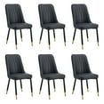 thumbnail image 1 of JUFU Modern Dining Chairs Set of 6, Black Faux Leather Upholstered with Black Metal Legs for Kitchen/Dining Room, 1 of 9