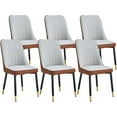 thumbnail image 1 of JUFU Modern Dining Chairs Set of 6, Brown Faux Leather Upholstered with Black Metal Legs for Kitchen/Dining Room, 1 of 10