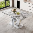 thumbnail image 1 of JUFU 63" Faux Marble Dining Table for 6, Modern Dining Room Table with Elegant White Marble Pattern, MDF Base, Scratch and Heat Resistant, Ideal for Kitchen & Dining Room, 1 of 8