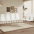 thumbnail image 1 of JUFU Set of 6 White Faux Leather And Chrome Dining Chairs, Modern for Dining Room, 1 of 10