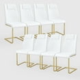 thumbnail image 1 of JUFU Set of 8 White Faux Leather Dining Chairs with Gold Metal Legs, Upholstered High Back Chairs for Dining Room Kitchen, 1 of 9