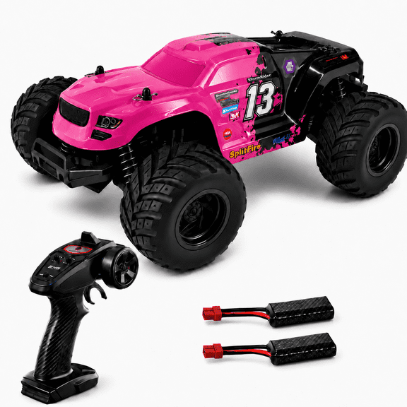 JUGAAD LIFE 1:18 Remote Control Monster Truck, All-Terrain 4WD RC Car, 2.4GHz Off-Road Vehicle with 2 Rechargeable Batteries, Perfect Gift for Teens & Adults - Purple