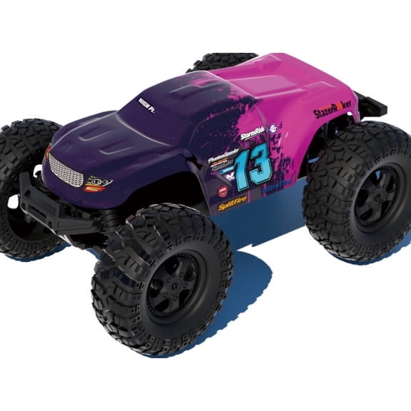 JUGAAD LIFE 1:18 Remote Control Monster Truck, All-Terrain 4WD RC Car, 2.4GHz Off-Road Vehicle with 2 Rechargeable Batteries, Perfect Gift for Teens & Adults - Purple