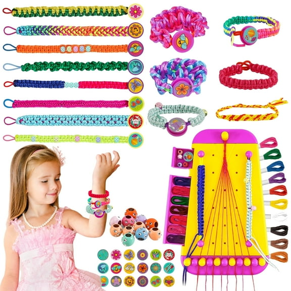 JUGAAD LIFE 2 in 1 Friendship Bracelet Making Kit for Girls, DIY Arts and Crafts for Kids Ages 6-12 Years Old, Bracelets String Maker Toys Set, Birthday Gifts