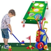 JUGAAD LIFE 2 in 1 Kids Golf Toy Set Clubs Toddler Outdoor Sport Toys for Boys Girls Ages 3-6 Years Old Gifts Birthday (Blue)