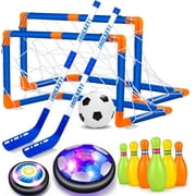 JUGAAD LIFE 3 in 1 Hover Soccer Ball Hockey Bowling Toys Set for Kids Indoor/Outdoor Sports Games Toys for 3 4 5 6 7 8 Years Old Boys Girls Birthday Gifts