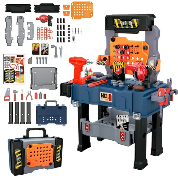 JUGAAD LIFE 65 PCS Kids Tool Bench Set, Pretend Play Construction Workbench Toys for Toddlers, Birthday Gift for Boys Girls 3 4 5 6+
