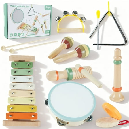 JUGAAD LIFE Baby Musical Instruments Set, Wooden Montessori Toys for Toddlers, Music Toys for Kids Boys Girls Preschool Educational