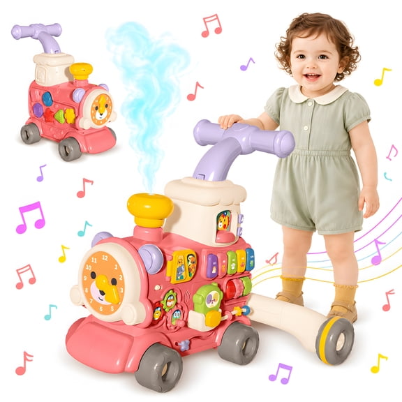 JUGAAD LIFE Baby Push Walkers, 3-in-1 Toddler Walking Toy with Activity Center, Music, Lights & Steam Spray, Early Learning Push Toys for Boys Girls 6-12 Months
