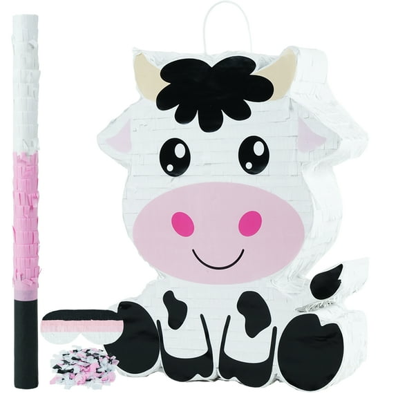 JUGAAD LIFE Cow Pinata Party Supplies Pinata Bundle with Blindfold and Bat for Girls Boys Kids Farm Theme Birthday Party Toys Game Decorations