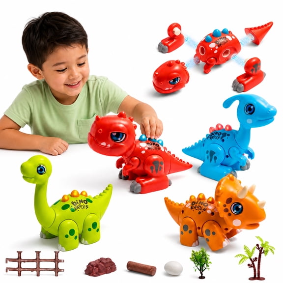 JUGAAD LIFE Dinosaur Toys Set for Kids, Easy Take Apart Dinosaur Building Set with Sound & LED Light, STEM Learning Educational T-Rex Toy, Birthday Gift for Toddler Boys Girls Age 3 4 5 6 Years Old