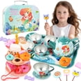 thumbnail image 1 of JUGAAD LIFE Mermaid Tea Party Set for Kids,  Princess Kitchen Pretend Play Toys for Girls Ages 3 4 5 6+ Years Old, Birthday Gift for Toddler, 1 of 5