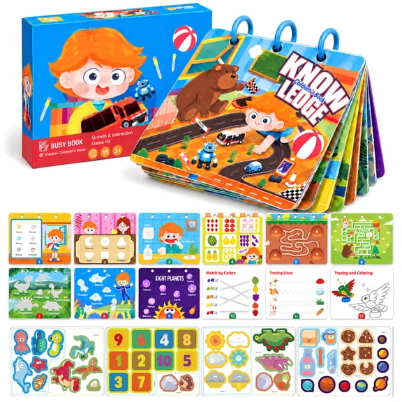 JUGAAD LIFE Montessori Busy Book for Toddlers 3 5, Preschool Learning Activities Book, Travel Toys Birthday Gifts for 4 5 6 Years Old Boys