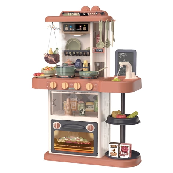 JUGAAD LIFE Play Kitchen Set for Kids 28Inch Kids Play Kitchen with Realistic Lights and Sounds Simulation of Spray 43Pcs Toy Kitchen Set for Toddlers Girls Boys Gift
