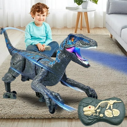 JUGAAD LIFE Remote Control Dinosaur Toys for Kids Boys Walking Robot RC T-Rex with Lights and Sounds Dinosaur Toy Gifts for Boys Girls Age 3-5, 5-7, 8-12 Years Old - Blue