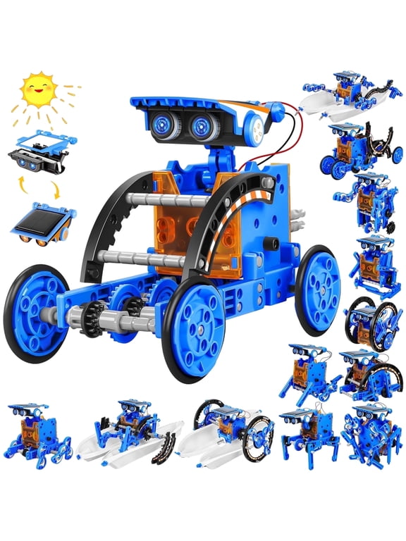 STEM Toys 13-in-1 Solar Power Robots Toys Set, DIY Building Science Educational Robotics Kit for Age 8-12 Boys Girls Kids, Birthday Gift for 8 9 10 11 Years Old Blue
