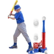 JUGAAD LIFE Tball Set Baseball Toys for Boys 3-6 Years Tee Ball Set for Kids Girls Outdoor Outside Sport Toys with 10 Balls-Blue