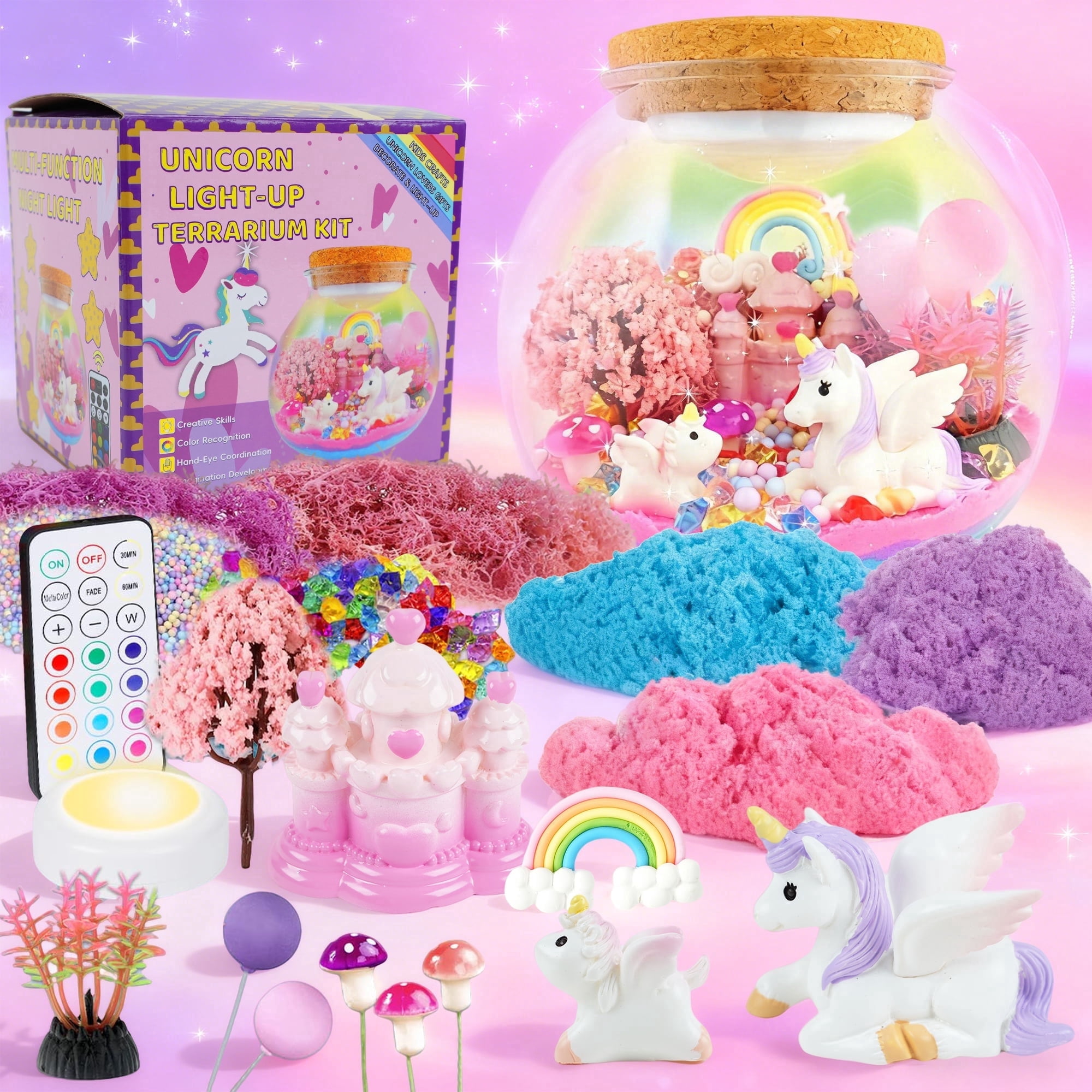 JUGAAD LIFE Unicorn Terrarium Crafts Kit for Girls Unicorn Night Light Gifts for 3 4 5 6 7 8 Years Old Girls DIY Arts & Crafts Kit Toys for Girls 8-11 Years Birthday Gifts