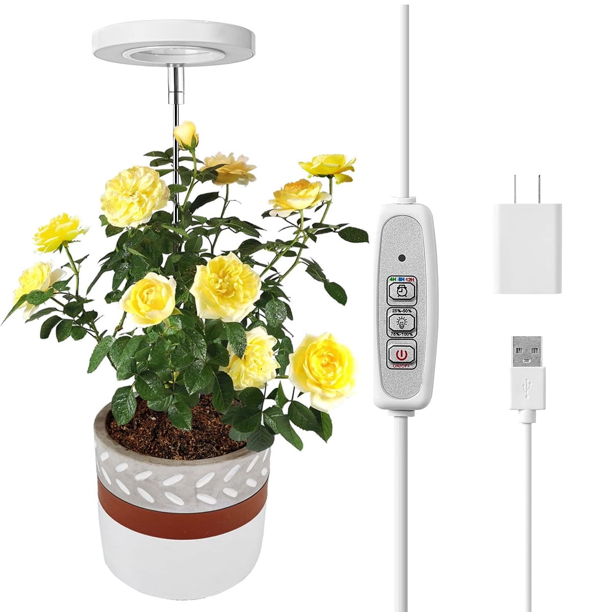 JUHEFA Grow Light, 17.6" Adjustable LED, 5V, Height Adjustable Timer Indoor Plant Light