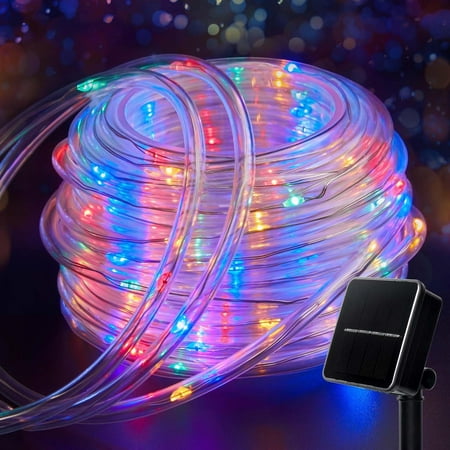 JUHEFA Solar Rope Lights 33FT 100LED for Pool, 8 Modes Outdoor Waterproof LED Solar for Fence,Gazebo,Yard,Walkway,Path,Garden Decor,Multicolor