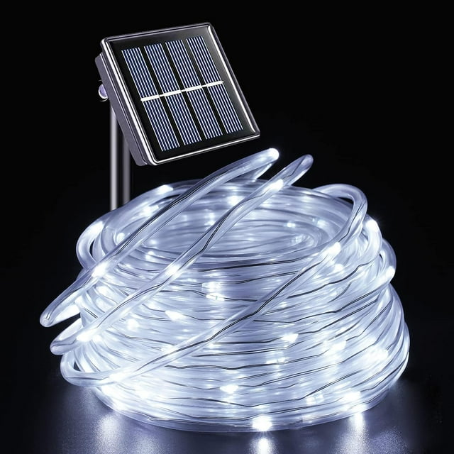 JUHEFA Solar Rope Lights 33FT 100LED, 8 Modes Waterproof for Outdoor