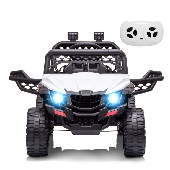 Sakiyr 12V Kids Ride On Car Off-Road with Parent Remote Control, Spring Suspension, LED Lights, Open Doors, Safety Belt, AUX Port, Music, Spring Suspension