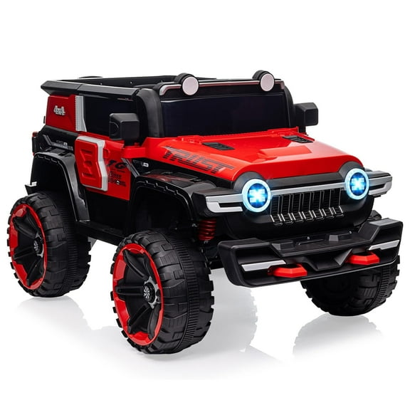 Sakiyr Kids Ride On Car Truck, with Remote Control Led Lights Bluetooth Music Safety Belt, 12V Electric Toy Car with Pring Suspensions