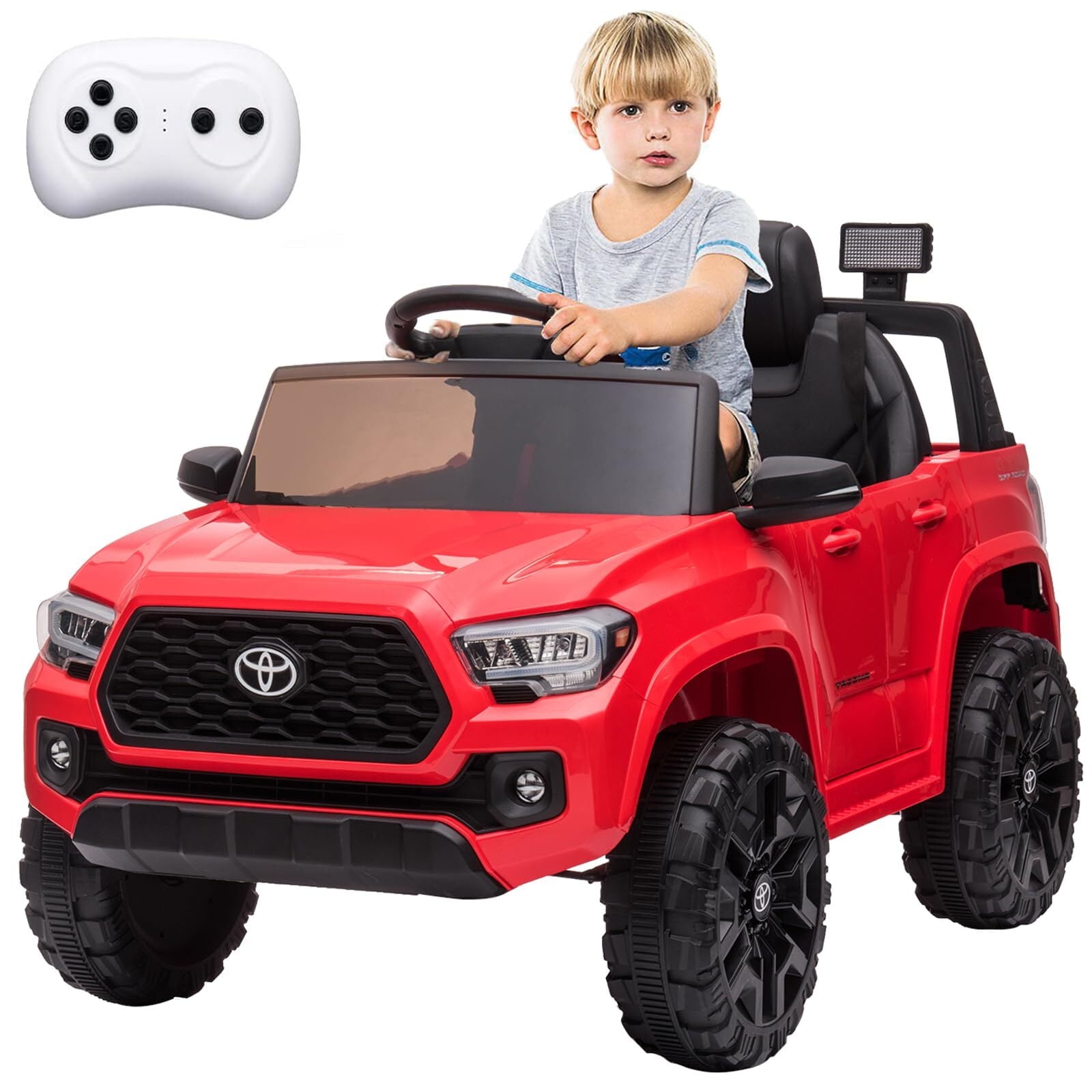 Sakiyr Licensed Toyota Tacoma 12V Kids Ride On Car, Kids Electric Vehicles with Parent Remote Control Spring Suspension Safety Belt, Soft Start, Led Headlight, Age for 37-72 Months