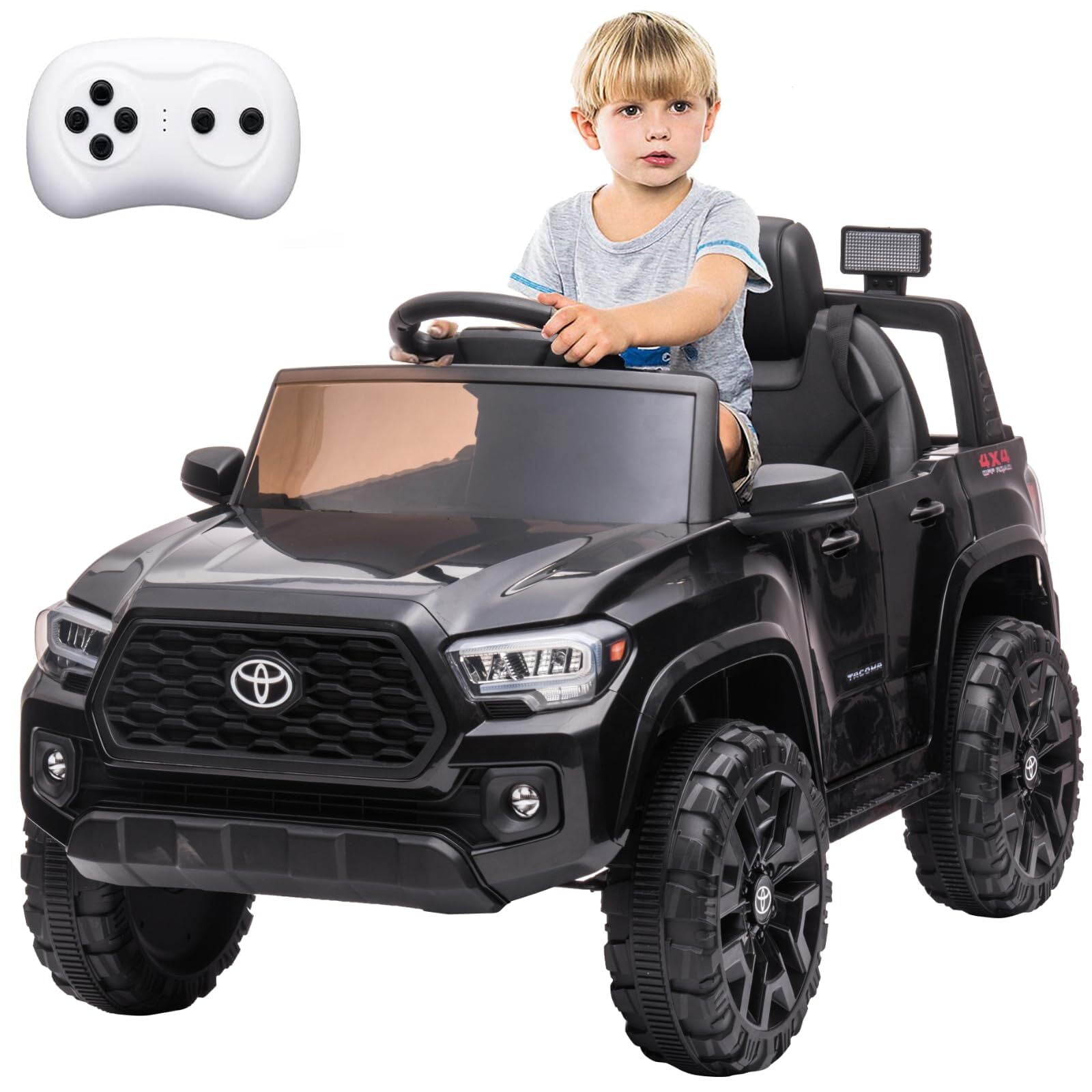 Sakiyr Licensed Toyota Tacoma 12V Kids Ride-On Car with Parent Remote Control | Spring Suspension | Safety Belt | Soft Start | LED Headlights | for 37-72Months
