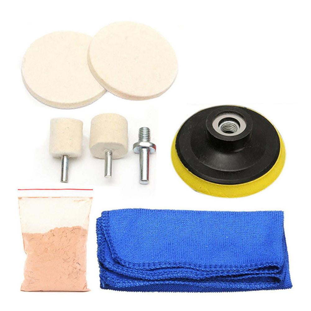 JUICEASE Cerium Oxide Glass Polishing Kit,Scratch Remover Car Polish Pad Cerium Oxide Powder,8 Pcs/Set Glass Polishing Kit Multifunctional Deep Scratch Remover Car Polish Pad L1V7