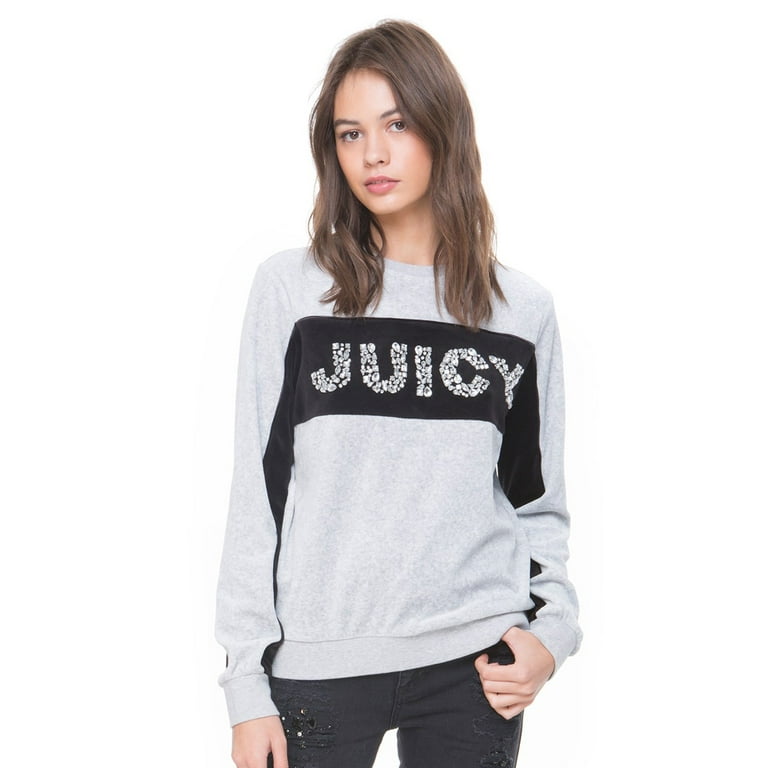 Juicy Couture Black Label Women s Velour Gems Pullover Silver