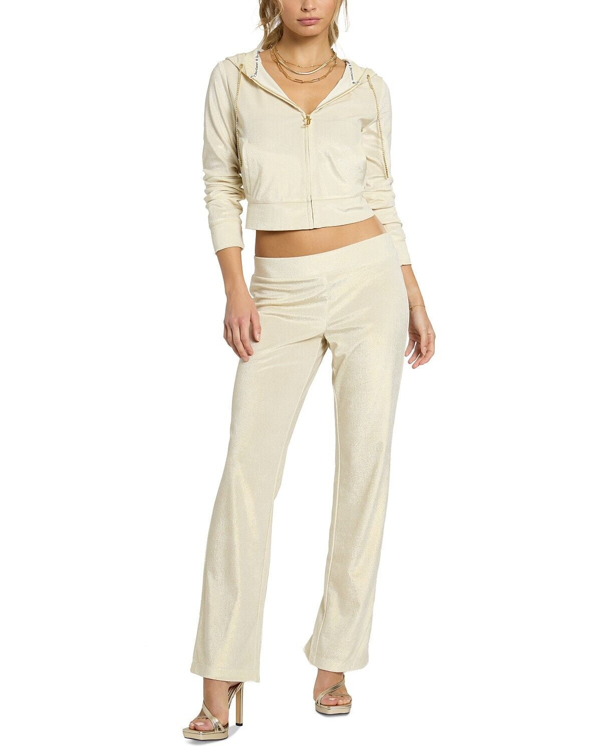 JUICY COUTURE Women's Studded-Back Velour Bling Cropped Jacket Gold $159 B4HP (Small)