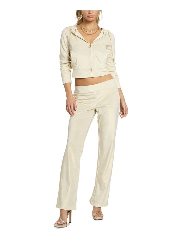 Women's Studded-Back Velour Bling Cropped Jacket Gold $159 B4HP (XLarge)