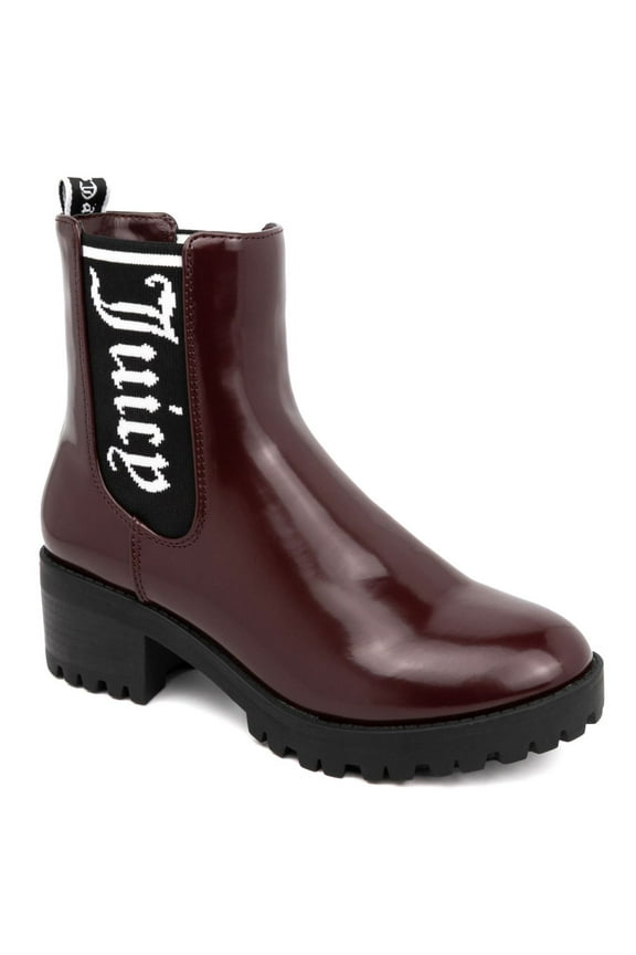 Womens Burgundy Logo Goring Comfort One-up Round Toe Block Heel Booties 8 M