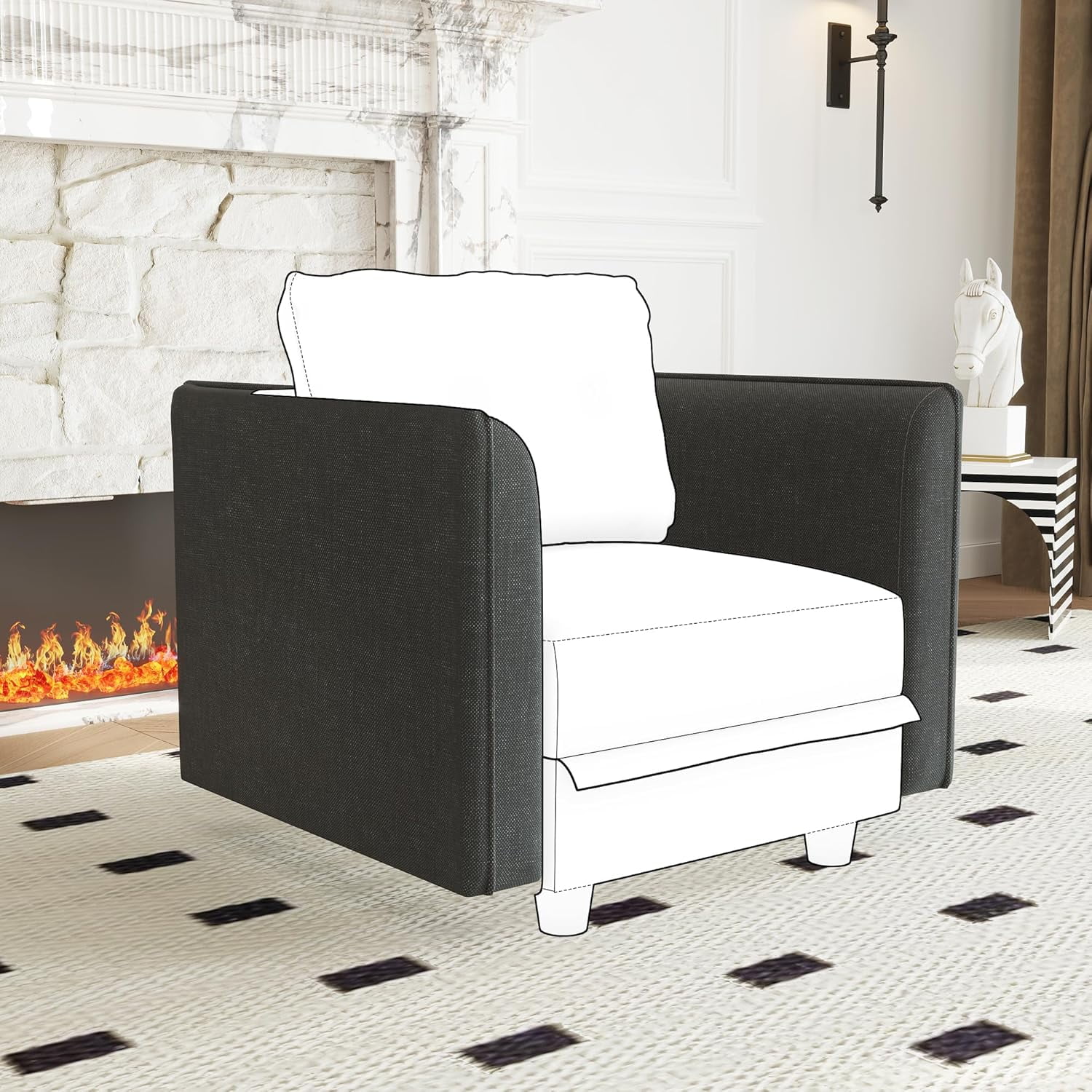 JUIKETWGTW Modular Sofa Pair of Side Armrest Module for Customize ...