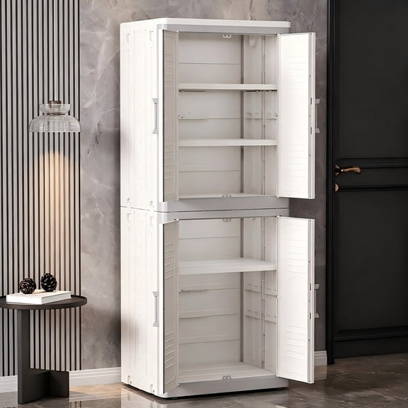 JUIKURY 5-Tier Foldable Storage Cabinet with Doors, Dustproof Multifunctional Closet Organizer
