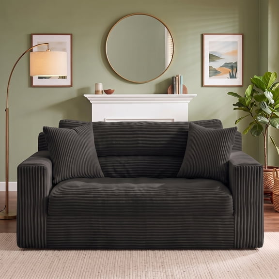 JUIKURY 2 In 1 Convertible Boneless Sofa Bed, Foldable Floor Loveseat With Pillows, Black