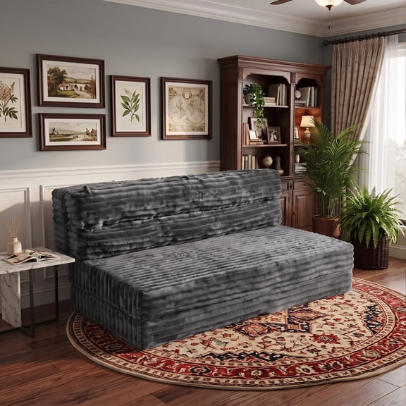 JUIKURY Folding Mattress, 3-in-1 Convertible Sofa Bed Floor Couch Sleeper Chair, Grey