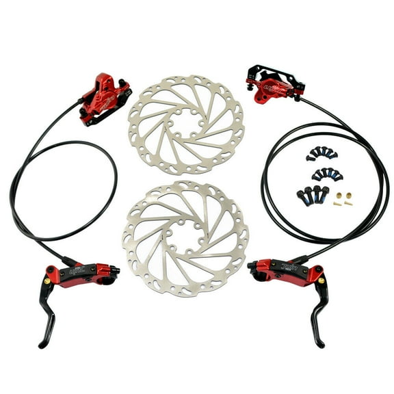 JUIN TECH DB1 MTB E-bike Hydraulic Dual-Piston Disc Brake Set w/160mm Rotor, Red #JT2264