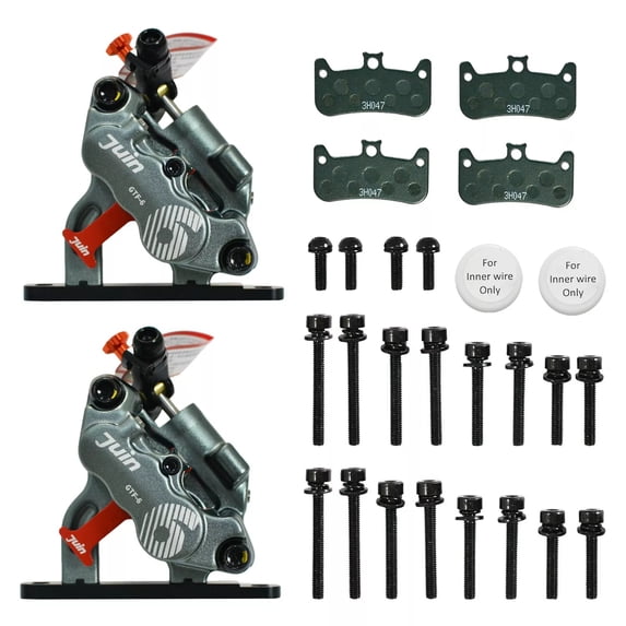 JUIN TECH GTF-6 6 Pistons FlatMount eBike CX Hydraulic Disc Brake Caliper Set,GY, #JT3015-2