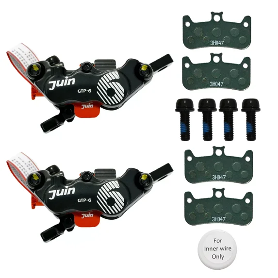 JUIN TECH GTP-6 6 Pistons MTB eBike CX Hydraulic Disc Brake Caliper Set (F+R),BK #JT2738