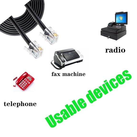 JUJHGRF-10 FT RJ11/ RJ12 Cable 6P6C, Telephone Extension Cord for Modem Printer Fax Register Drawer