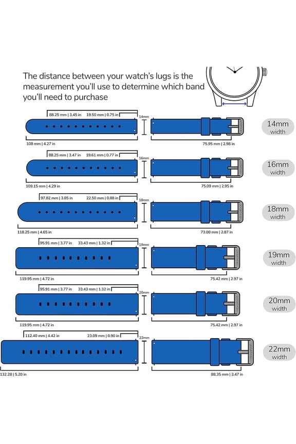 -14mm Nylon Watch Band with Quick Release Pins Compatible with Pebble, Fossil, Skagen, Wristology Electric Blue, 14mm