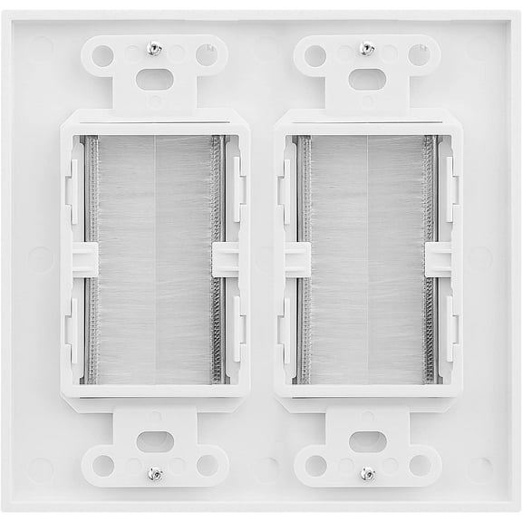 JUJHGRF-2-Gang Wall Plate, Brush Style Opening Passthrough Low Voltage Cable Plate In-Wall Installation for Speaker Wires, Coaxial Cables, HDMI Cables, or Network/Phone Cables