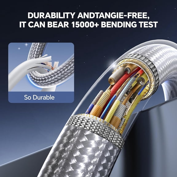 JUJHGRF-2-Pack 10FT USB C Cable, Braided USB C to Type C Cord Cable for Phone 17/17 Pro/16 Pro Max/15 Pro Max Android Samsumg, Extra Long Phone Charger with SR Strain Relief & Anti-Slip Design