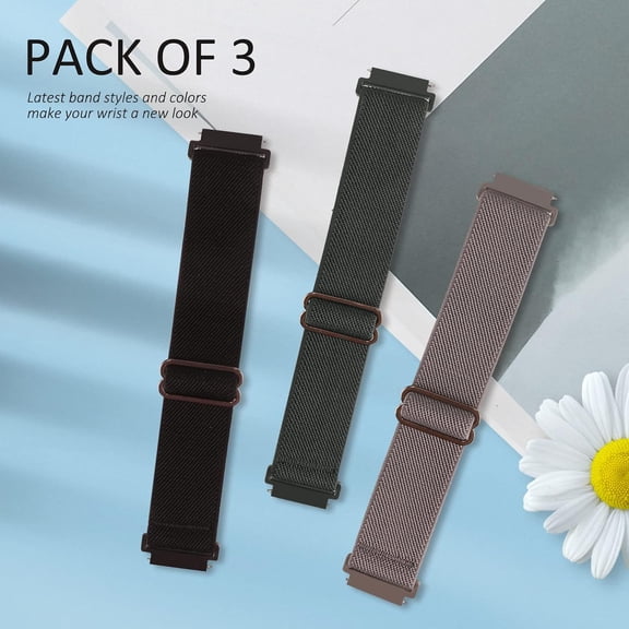 JUJHGRF-3 Pack Stretchy Nylon Watch Bands Compatible with Garmin Forerunner 55/165/245/645/570 42mm,Vivoactive 5/6/3,20mm Lightweight Breathable Elastic Strap for Venu Sq 2/2 Plus/Venu Women Men