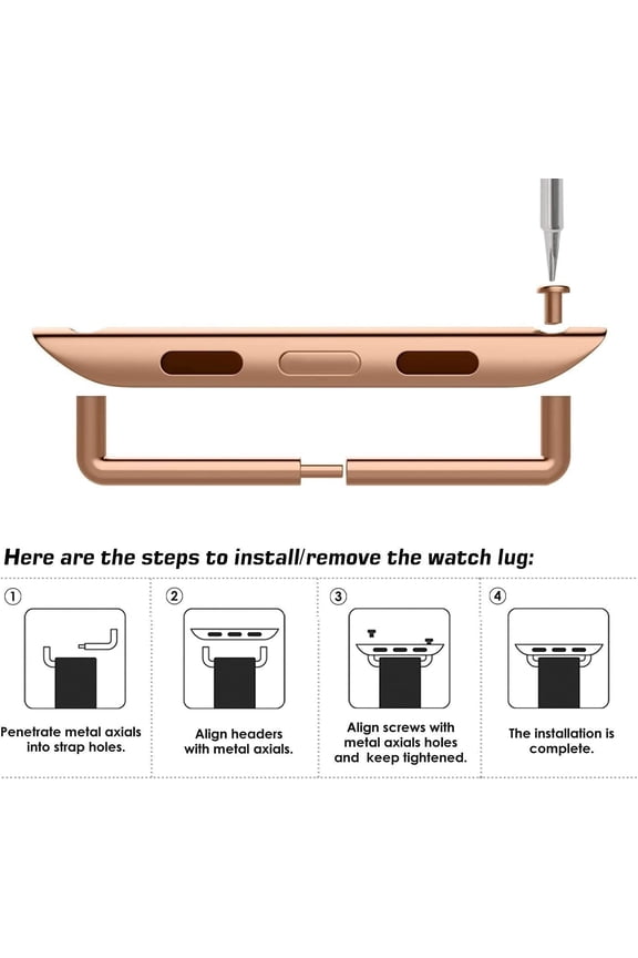 -3 Pack Watch Band Connector Kit Watch Strap with Replacement Tool Compatible with Watch Adapter 38mm 40mm 41mm 42mm 44mm 45mm 49mm Black Silver Gold Rose Gold