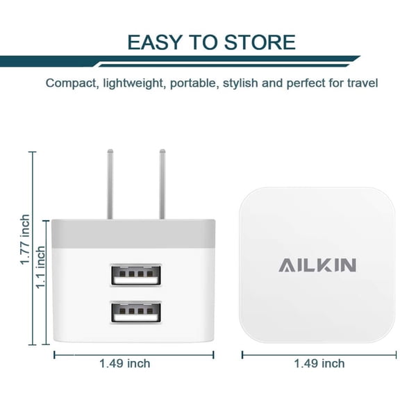JUJHGRF-3Pack USB Wall Charger Plug, 2.4A Dual Port USB Adapter Power Cube Fast Charging Station Box Base for iPhone 17 Air 16e 16 15 14 13 12 Pro Max SE 11 XR XS X/8, Samsung, Phones Charge Block